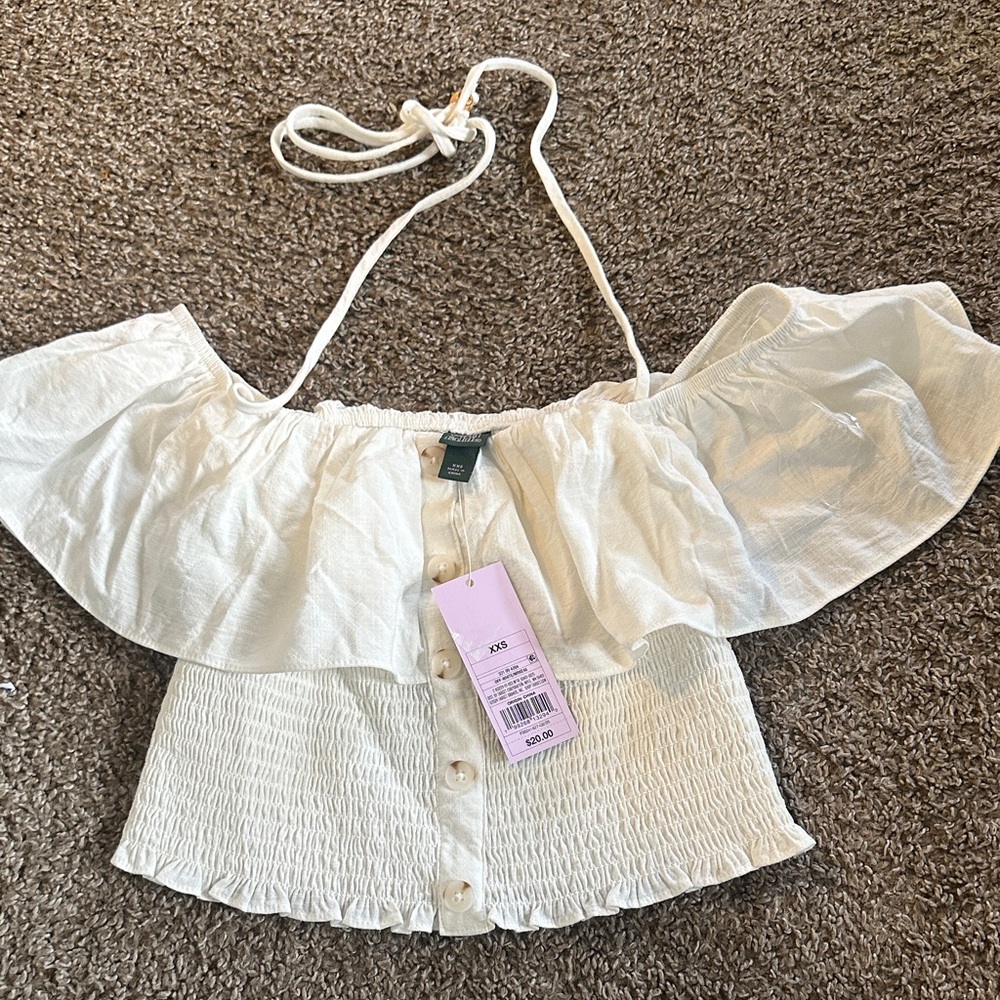 Wild Fable White Ruffle Off-Shoulder Blouse